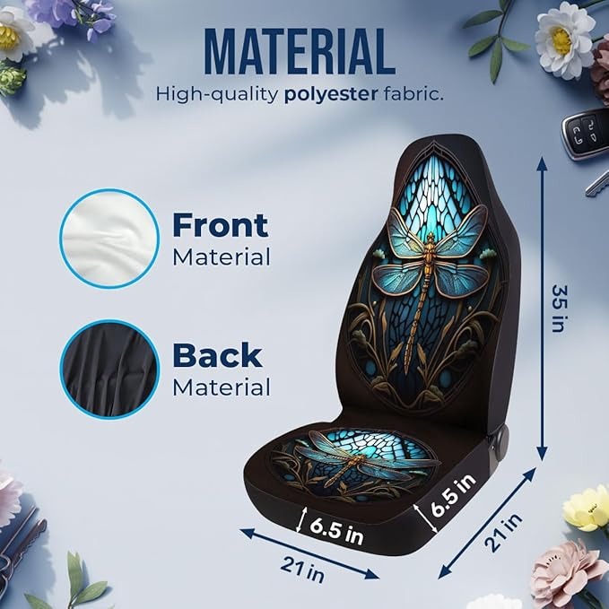 GENANY Dragonfly Car Seat Covers Set of 2, Breathable Front Seat Covers for Truck Sedan SUV, Dragonfly Car Accessories, Gift for Women Men