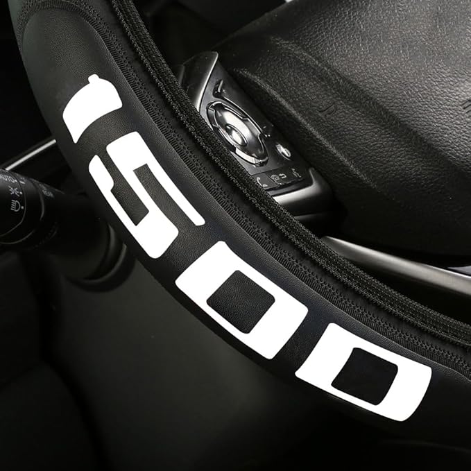 Microfiber Leather Truck Steering Wheel Cover fit Dodge Ram 1500 Chevy Silverado GMC Sierra 1500 Steering Wheel Cover 15-16.5Inch -White