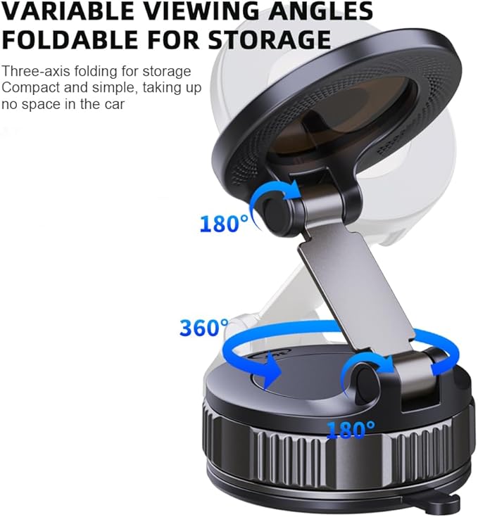 Magnetic Suction Phone Holders for Your Car, 360°Adjustable Magnetic Car Phone Holder，Suction Cup Phone Mount for Your Car/Gym/Mirror,Phone Car Mount Compatible iPhone & Android(Black)