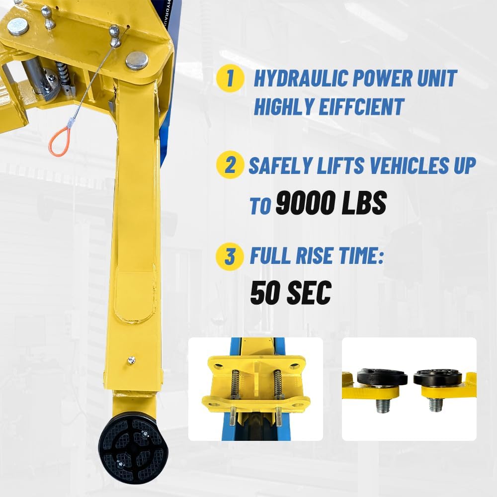 ME 9000lbs 110v 2 Post Lift Max. Lifting Height 74.8" 2 Post Car Lift Auto Lift Clearfloor Lifts Car Hoist for Home Shop Garage(ME-M90-110V)