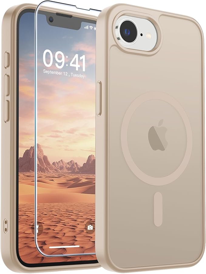 SUPFINE Magnetic for iPhone 17e Case/iPhone 16e Case (Compatible with MagSafe)(Military Grade Drop Protection) Slim Translucent Matte Shockproof with Anti-Fingerprint Phone Case 2025,Desert Gold
