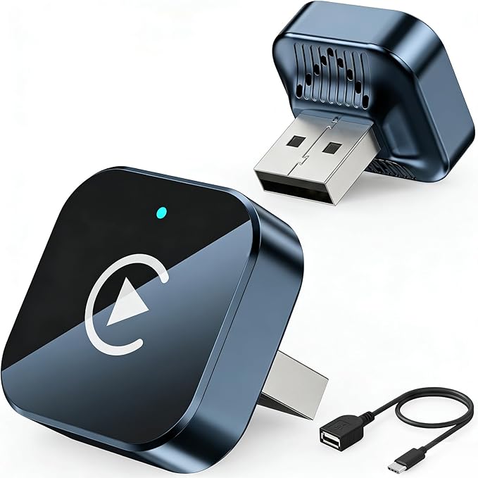 (2026 Upgraded) Wireless CarPlay Adapter for Apple iPhone＆Android, Small Size,Plug and Play,Fast and Stable Connection Wireless Adapter for CarPlay＆Android-No Latency to Screen(Blue)