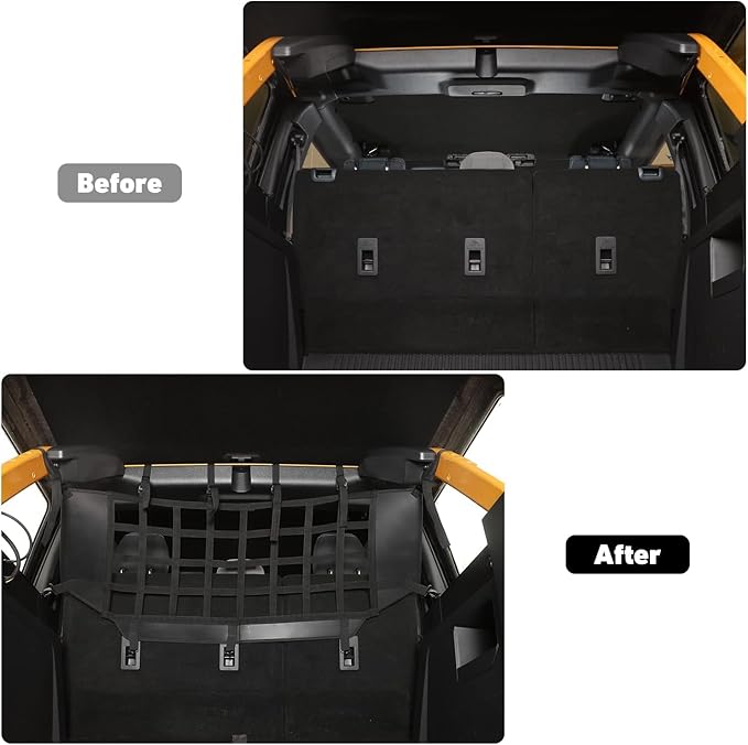 Linskip Cargo Pet Barrier Mesh Compatible with 2021 2022 2023 2024 Ford Bronco Accessories, Pet Mesh Divider Backseat for Bronco 4 Door Trunk Interior Accessories, Black
