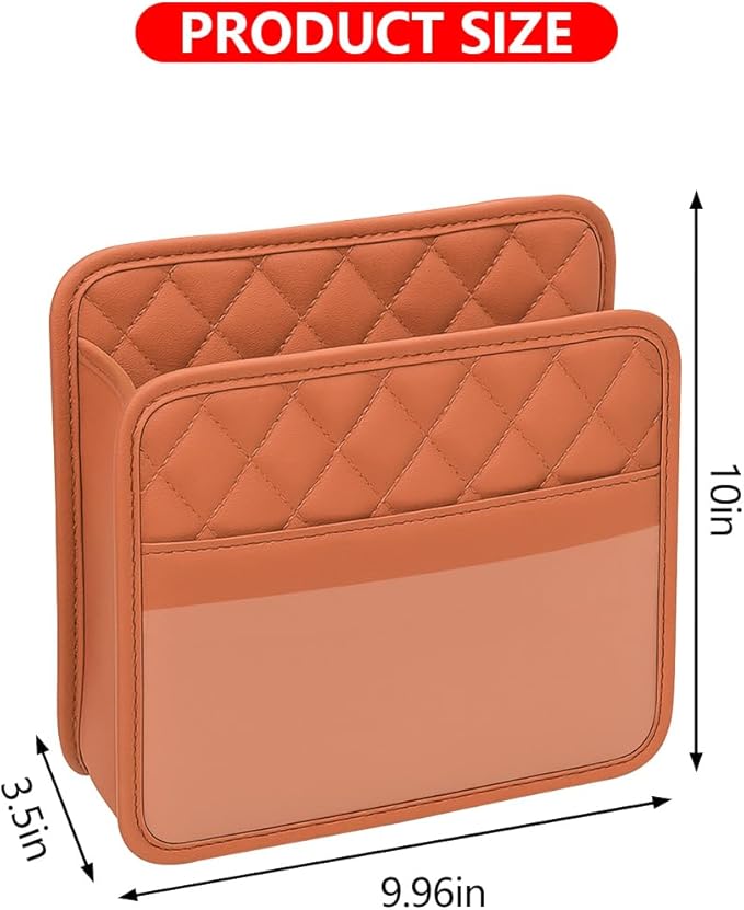 Mandark Car Seat Back Organizer, PU Leather Automotive Backseat Hanging Storage Pocket, Multipurpose Vehicle Travel Essentials Accessories for Kids & Adults, Universal for Most Cars (Orange)