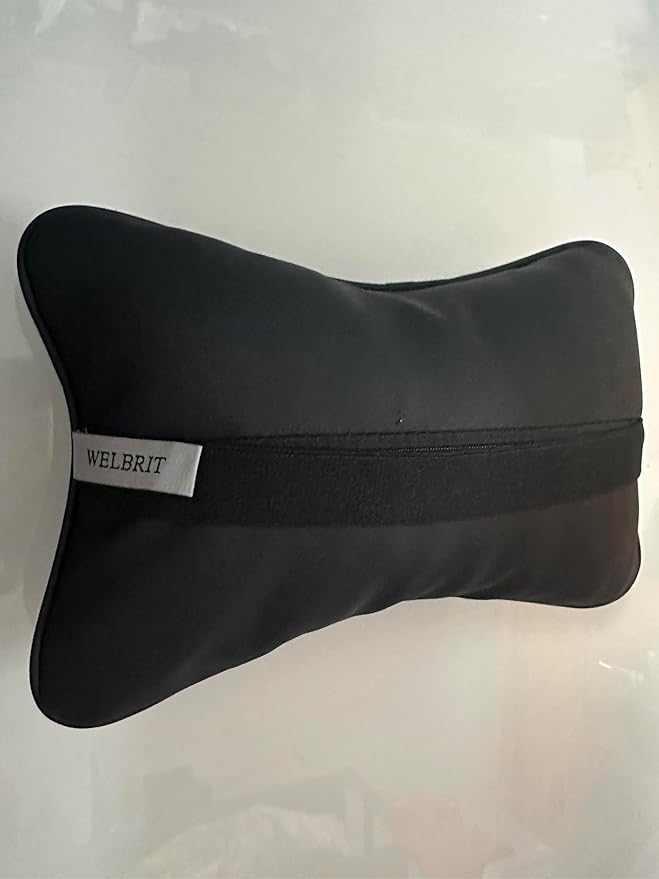 Car Pillow for Car Neck Pillow for Driving Seat Leather Neck Support Soft Cushion Support Head-Rests for Vehicle Sleeping with Elastic Adjustment Strap 2PCS(Neck, Black)