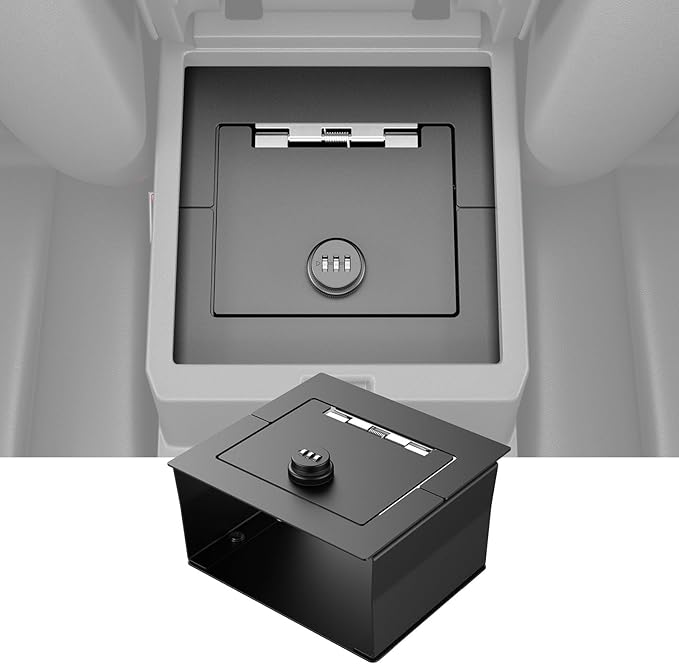 SZYANG Center Console Safe Lock Box Compatible with 2025 2026 Toyota 4Runner Armrest Secure Vault Carbon Steel Safe Storage Box Replacement for 2025 2026 Toyota 4Runner Accessories