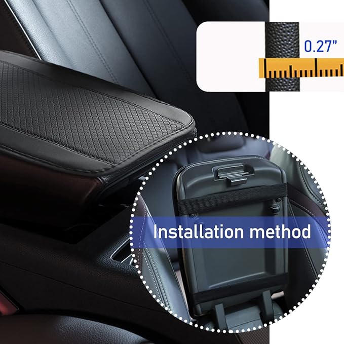 Ziciner Leather Car Center Console Armrest Pad, PU Waterproof Auto Seat Box Cover Protector, Hand Rest Cushion Protection Pad, Vehicles Interior Accessories Universal for Truck,SUV (Gray A)