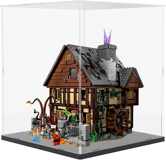 Choowin Acrylic Display Case for Lego Boutique Hotel 10297 for Lego Modular Buildings for Lego Hocus Pocus 21341 Thickened Clear Display Cases for Collectibles Assemble Dustproof Display Box(Black)