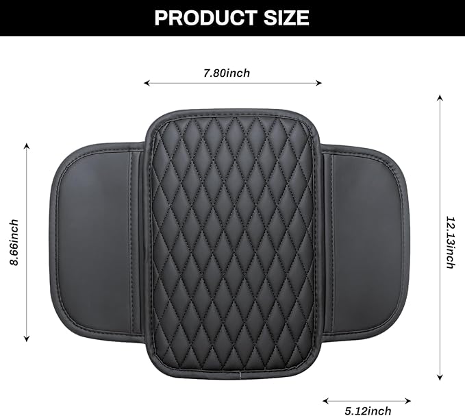Ouzorp Car Center Console Cover, Upgraded Microfiber Leather Car Arm Rest Cover with 2 Storage Bags, Universal Armrest Cover for Car Storage Box Car Interior Accessories Protector for Most Vehicle