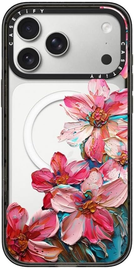 CASETiFY Impact iPhone 17 Pro Max Case [Slim/Compatible with Magsafe / 8.2 ft. 4X Military Grade Drop Protection] - Lisbon Love Summer Flowers Clear - Clear Black