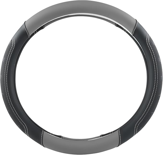 GIANT PANDA Car Steering Wheel Cover for RAM 1500 2500 3500, Compatible with Dodge RAM 15.5-16 inches - Black+Gray