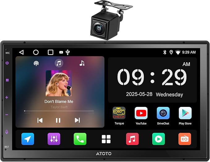 ATOTO A5L Android Double DIN Car Stereo Wireless CarPlay & Wireless Android Auto, 7 Inch Car Radio in-Dash GPS Navigation, Wi-Fi/BT/USB Tethering, 24EQ, Built-in AMP, HD LRV, Backup Camera