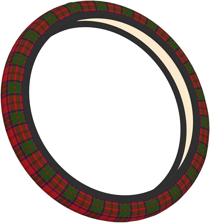 Thickened Elastic Steering Wheel Cover, Grant Tartan red Green Plaid Ultra, Soft, Breathable, Fit for Cars, SUVs, Trucks, Stylish Comfortable Grip