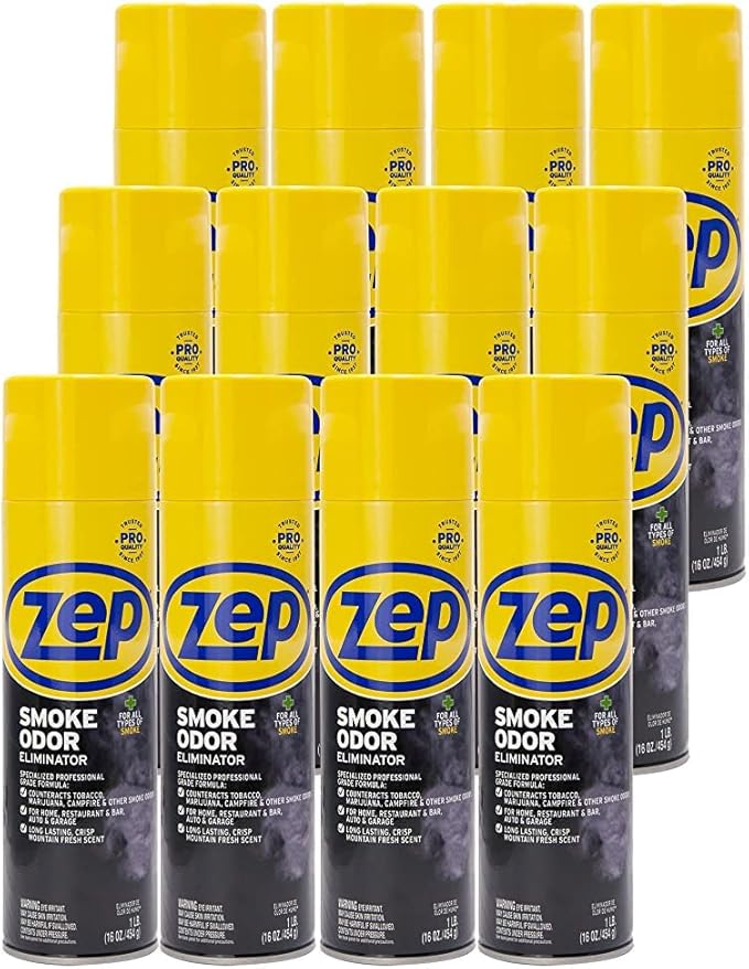 Zep Smoke Odor Eliminator Aerosol Spray - 16 oz. (Pack of 12) ZUSOE16 - Refresh and Deodorize Cannabis, Tobacco, Cigarette, Cigar, and Smoky Air in Homes, Cars, Offices and MORE