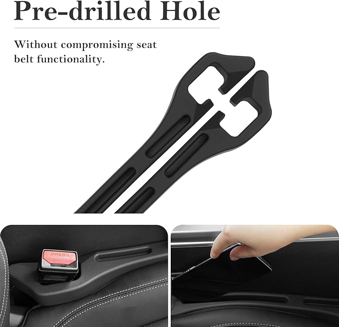 Car Seat Gap Filler 2-Pack, Universal Car Seat Gap Filler Organizer, Seat Gap Plug – Fills Gap Between Seat & Console (Premium Black)
