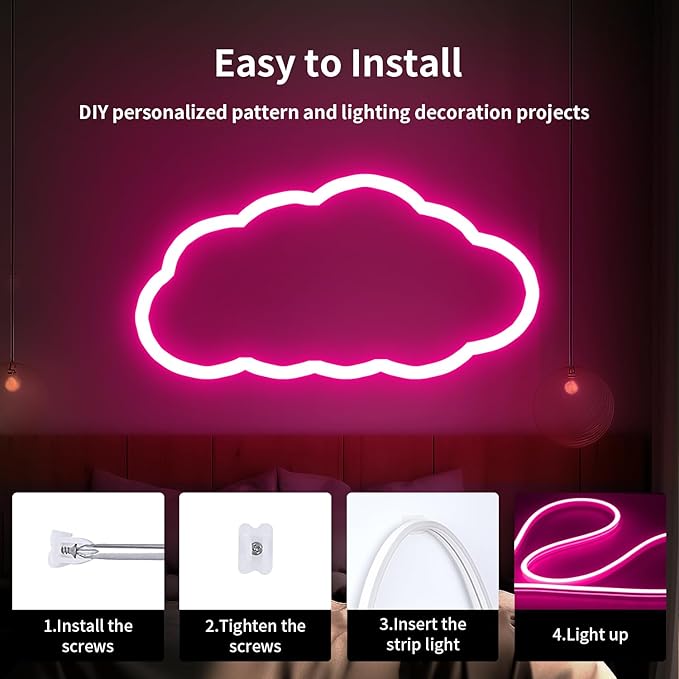 iNextStation 16.4FT/5M Pink LED Strip Lights, DC12V Silicone Neon Light Strip, IP65 Waterproof Led Rope Lights 0.98In Cuttable for DIY, LED Light Strip for Bedroom, Indoor, Outdoor(No Adapter)