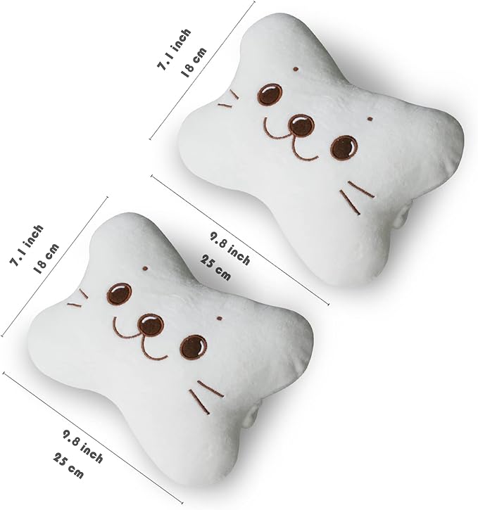 Sexysamba Car Headrest Pillow,Cartoon Neck Pillow for Car,Comfortable Soft Car Seat Pillow for Driving,Head Rest Cushion,Cute Neck Pillow for Travelling and Home 2Pcs (White)