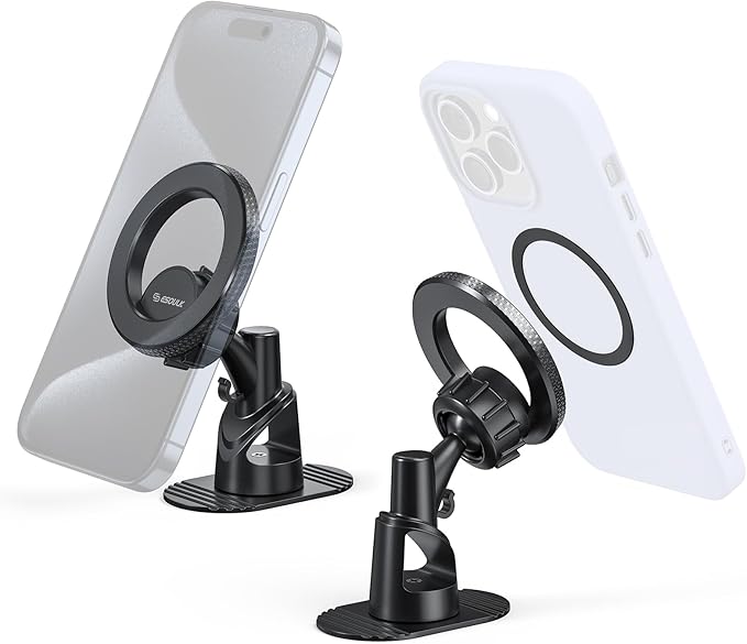 Esoulk Stick On Magnetic Car Phone Holder, Dash Mount Phone Holder, Phone Stand for Car Dashboard, MagSafe Car Mount, Hands Free Car Cell Phone Holder for iPhone17Pro/16/15/14/13/12 Series