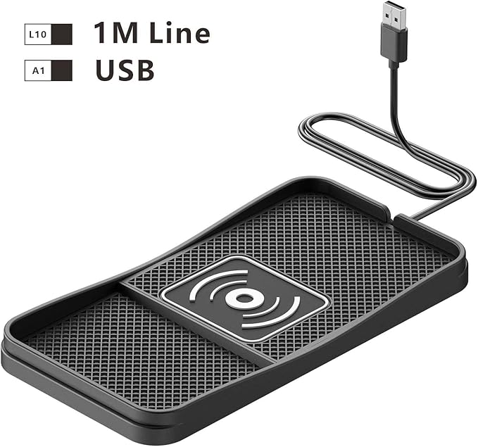 Car Wireless Charger Pad for Ford Fiesta 2011-2019, Fast Car Wireless Charging Pad for Car Center Console, Non Slip Charging Mat,1M-USB