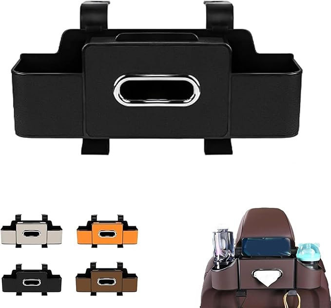 Car Organizers and Storage Box Behind Seat, Car Organizer Back of Seat, 4 in 1 Multifunctional Cars Organizer, For Snacks, Drinks, Bag Hook, Keep Tidy & Organized (Black)