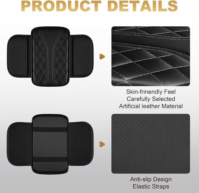 Center Console Cover Fit for Corolla Scratch & Wear Resistant Waterproof Middle Console Cover with 2 Storage Bags(Black)