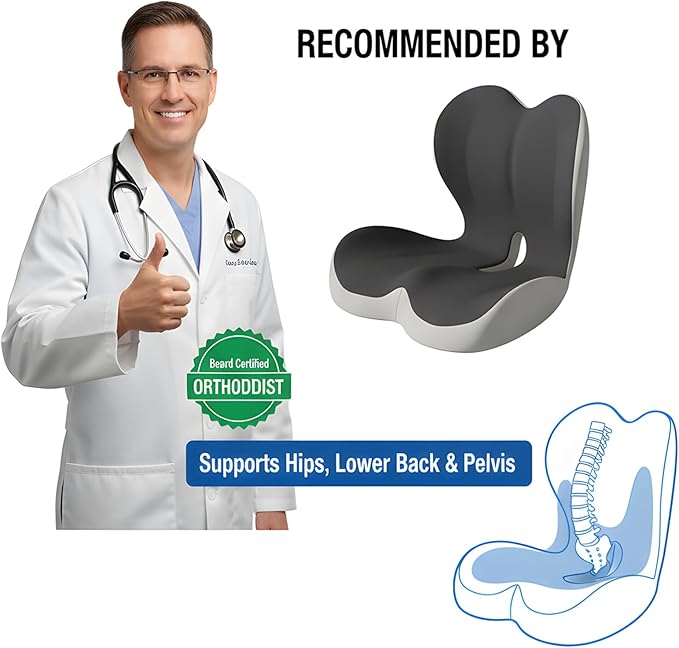 Truck Seat Cushion for Drivers – Memory Foam Car Seat Cushions for Driving, Ergonomic Seat Cushion for Truck Driver & Office Chair, Lab-Design for Back Pain & Sciatica Relief