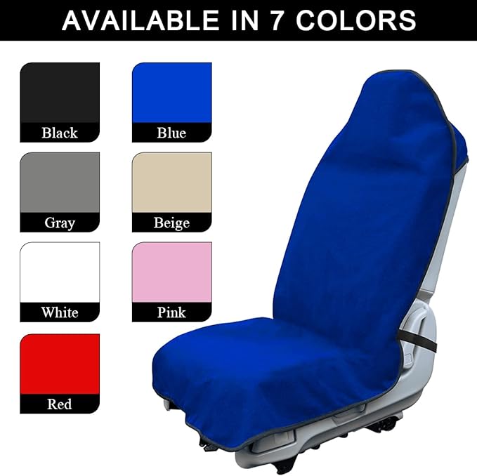 Waterproof Car Towel Seat Cover, Sweating Non-Slip Premium Towel Carseat Cover Protector, Universal Soft Machine Washable Car Truck SUV Front Seat Cover for Gym Workout Beach Hiking (Blue)