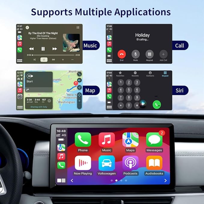 Wireless CarPlay Adapter for Apple iPhone, Android Auto Wireless Adapter for Samsung Galaxy/Motorola, 2025 Upgrade Plug & Play Fast Connection Car Play (Black)