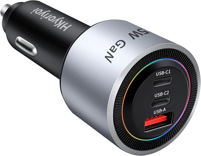 HKyoriyoi 175W USB C Super Fast Car Charger, PD3.1 140W PD3.0 100W Fast Charging Type C Car Phone Charger, 3-Port GaN Cigarette Lighter Adapter for Laptop, MacBook, iPad, iPhone 16 Pro, Samsung S25