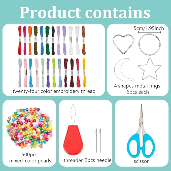 INFUNLY 24PCS DIY Small Dream Catcher Kits for Beginners Colorful Handmade Dreamcatcher Kit for Starters DIY Mini Star/Moon/Heart/Round Shape Ornament Making Kit for Bedroom Car Mirror Keychain Bag