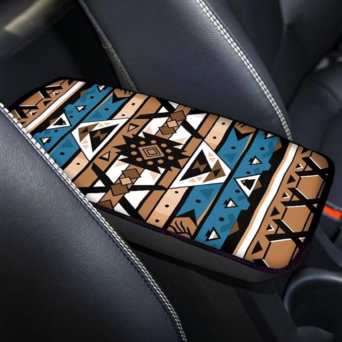 Coldinair Southwest Africa Geometric Universal Car Center Console Pad Soft Armrest Protector Cover Fit for Most Vehicle,SUV,Truck,Car Interior Accessories Decor