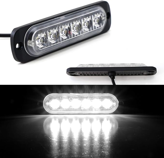 iJDMTOY Super Slim Flush Mount 6-LED Daytime Running Light/Auxiliary Driving Lighting Kit Compatible with Truck SUV Grille or Bumper Mount, Xenon White