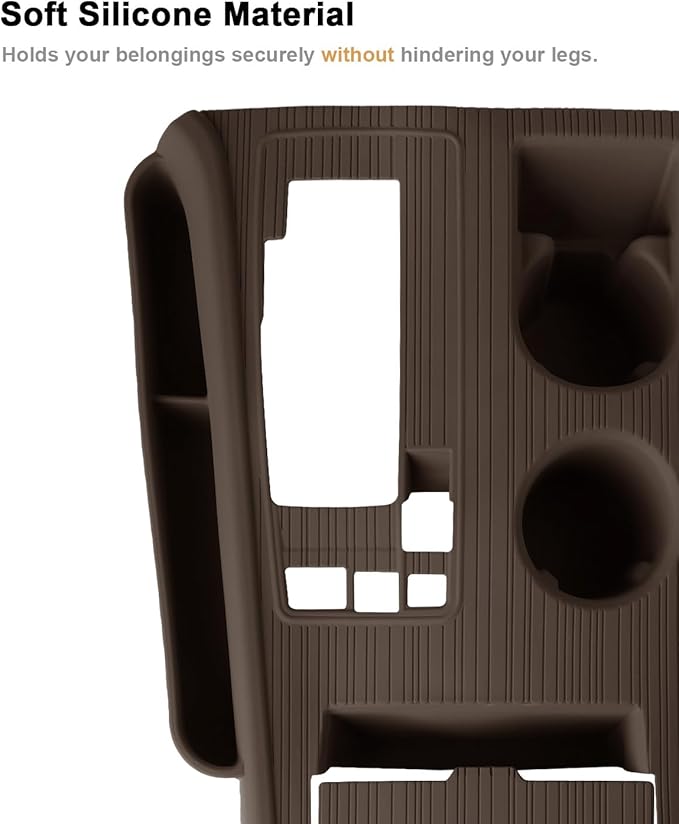 2026 Sienna Center Console Organizer - for 2021-2025 2026 Toyota Sienna Silicone Center Console Cover Tray - 2021-2026 Sienna(XLE/XSE/Limited/Platinum/Woodland Edition) Interior Accessories(Brown)