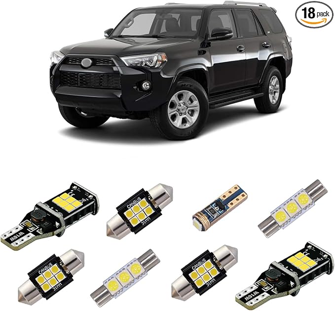 iBrightstar Super Bright Canbus LED Bulbs Package Kit Accessories Replacement for Toyota 4Runner 2006-2021 Interior Lights + License Plate Lights + Cargo Lights + Back Up Reverse Lights, Xenon White