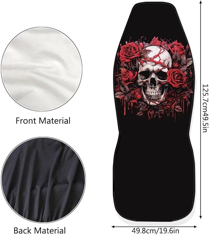Halloween Skull Rose Car Seat Cover Easy to Install Car Front Seat Protector Breathable Front Seat Cover Anti Slip Universal for Cars Truck SUV Van