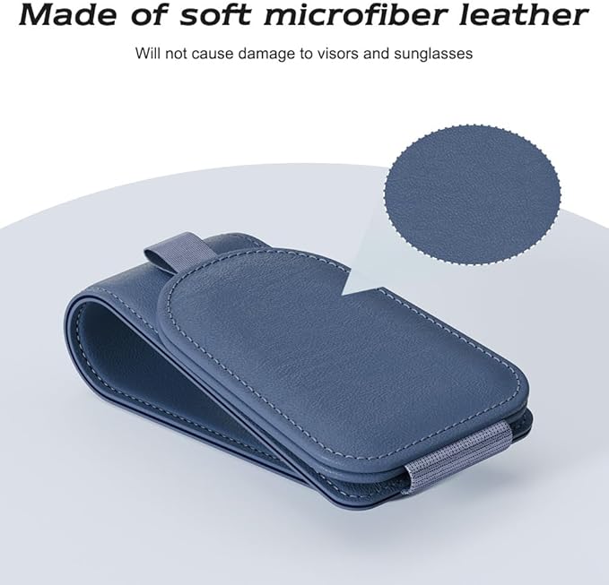 Sotfamily Sunglass Holder for Car Visor, Suede Cloth Magnetic Sunglass Organizer for Car Accessories, 2 Packs, Blue