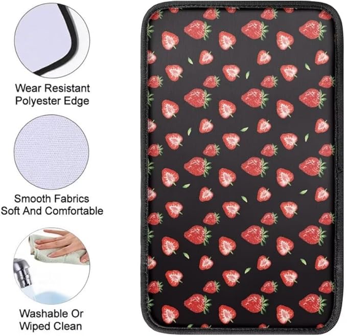 Coldinair Strawberry Universal Car Center Console Pad Soft Armrest Protector Cover Fit for Most Vehicle,SUV,Truck,Car Interior Accessories Decor