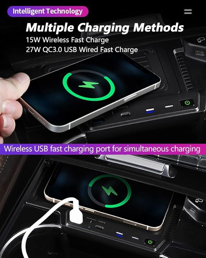 Car Wireless Charger for Mercedes-Benz GLE Coupe GLS AMG 2020-2023, 15W Qi Fast Charging Phone Pad for Mercedes Benz W167 X167 V167 GLE 350 450 AMG 53 Coupé 63 S GLS 450 580 AMG 63 Accessory