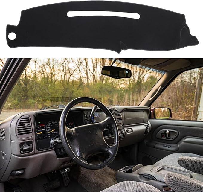Dash Cover Custom Fit for 1997-2000 Chevy Chevrolet Silverado/GMC Sierra C1500 C2500 C3500 K1500 K2500 K3500, 1997-1999 GMC Yukon/Chevy Tahoe, Dashboard Cover Mat Pad(97-98, Black)