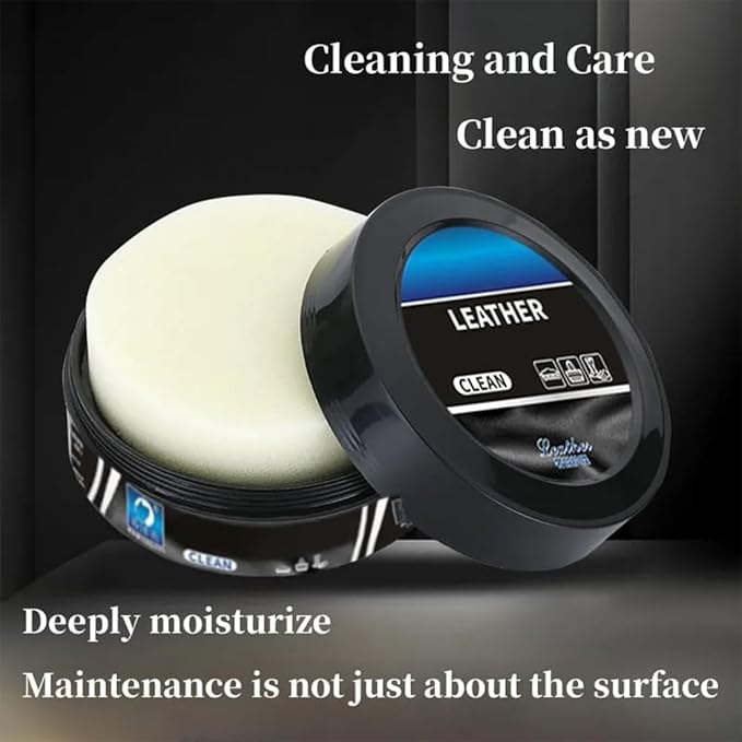 Leather Balm for Cars, Leather Cleaning Cream & Conditioner Paste, Professional Multi-Functional Restorer for Car Interior, Furniture, Shoes & Bags, Deep Cleaner & Repair Kit for Leather Care (3PC)