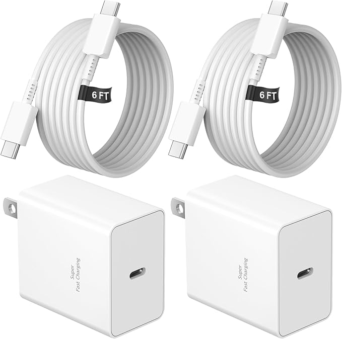 45W Type C Charger, 10FT USB C Charger 2-Pack iPhone 15 16 Charger with iPhone 16/16 Plus/16 Pro/16 Pro Max/iPhone 15/15 Pro Max/iPad Pro/AirPods/Galaxy S25 S24 S23 S22 S21,Android Charger(White)