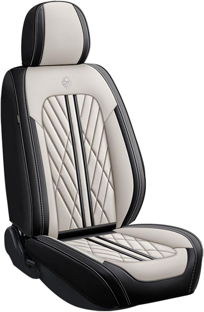 Premium Nappa Leatherette Car Seat Cover Set Custom Fit for Honda CR-V CRV 2000-2023 2024 2025 2026 Water-Proof Breathable Faux Leather Seat Cushion Protectors (Full Set 5 Seats,Beige Black)