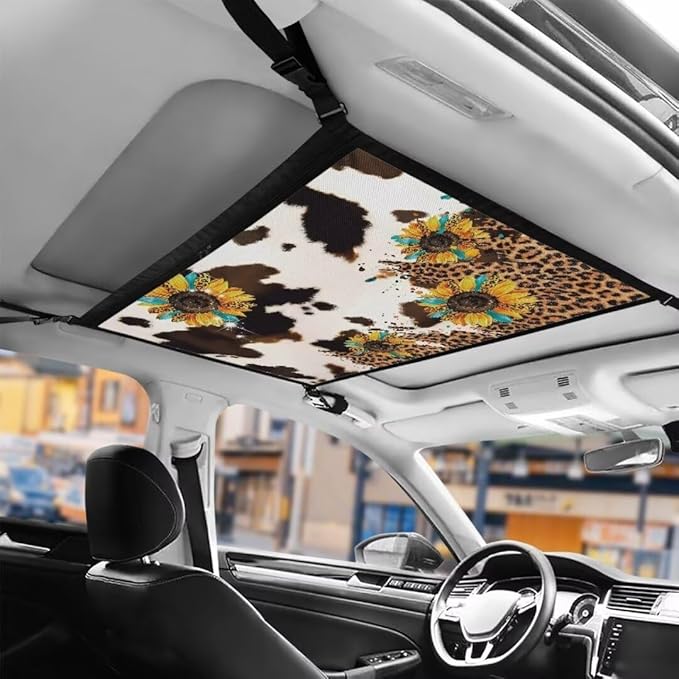 Sunflower Brown Spot Car Roof Storage Bag Car Roof Seat Organizer Multi-Purpose Car Bag Storage Box Organizer Pouch Pocket One Size Car Travel Accessories Suitable for Cars, SUVs