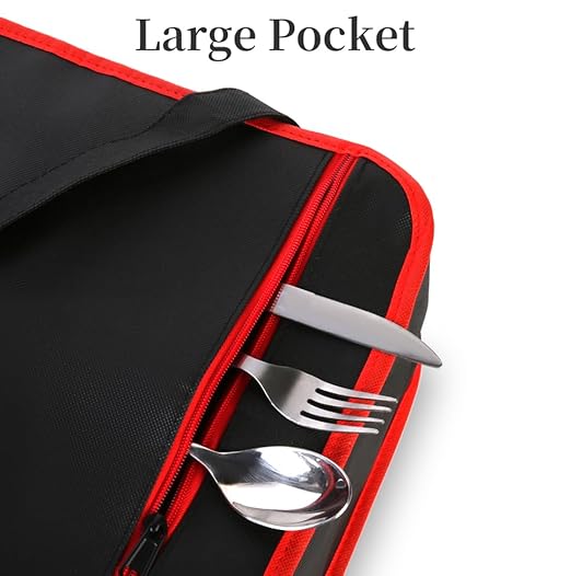 Bodaon Insulated Casserole Carrier for Hot or Cold Food, Fits 9"x13" and 11"x15" Baking Dish with Lid, Insulated Carriers for Transport, Travel Food Warmer Container Bags (Single Decker, Black-Red)