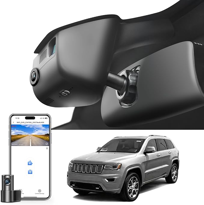 Mangoal Front 4K & Rear 1080P Dash Cam Custom Fit Jeep Grand Cherokee 2016 2017 2018 2019 2020 2021 & WK 2022 (Model B),Check Model Carefully,Limited Trailhawk Overland, UHD 2160P Video,128GB Card