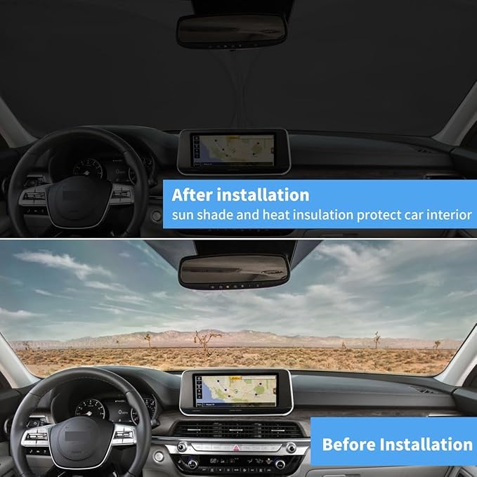 Windshield Sun Shade Cutom Fit Nissan Leaf 2018-2025, Front Window Sunshade Sun Protector & Heat Blocker for Nissan Car Accessories Foldable Sun Visor Keep Your Car Cool