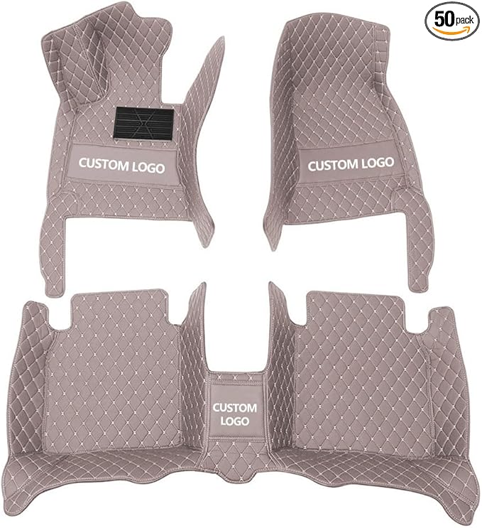 Custom Floor Mats for Cars，Luxury Full Coverage All Weather Car Floor Mats，Leather Car Mat Set ， Floor Mats for 99% of Cars, Trucks & SUVs (Grey)