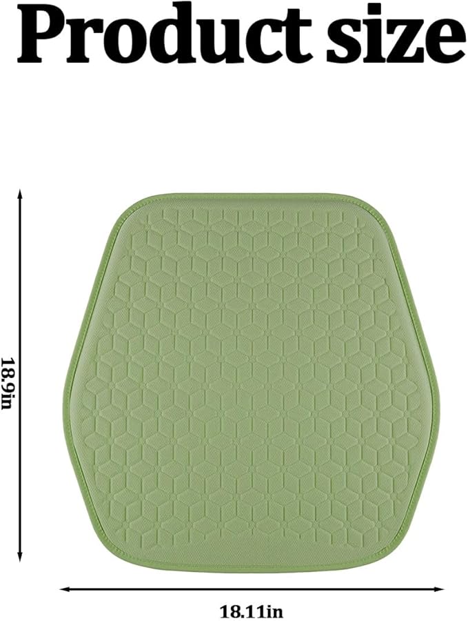 Gel Car Seat Cushion, Soft Cooling Honeycomb Non-Slip Vehicle Seat Bottom Mat for Long Sitting, Breathable Automotive Interior Chair Pad to Reduce Sweat, Universal for Truck SUV RV (Green)