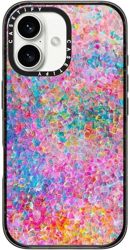 CASETiFY Impact Case for iPhone 16 [Slim / 8.2 ft. 4X Military Grade Drop Protection/Compatible with Magsafe] - My Neon Summer - Clear Black