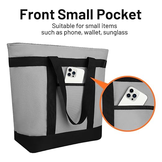 CIVJET 2PK Insulated Grocery Tote Bags, Large Reusable Cooler Bags with Zipper, Leakproof Thermal Shopping Bags for Food Delivery, Beach, Travel, Uber Eats & Picnic, Collapsible Personalized